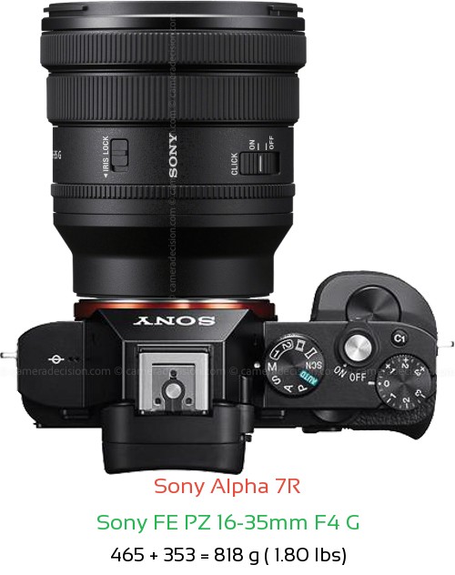 Sony A7R with Sony FE PZ 16-35mm F4 Lens Size