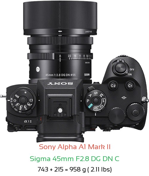 Sony A1 II with Sigma 45mm F2.8 DG DN C Lens Size