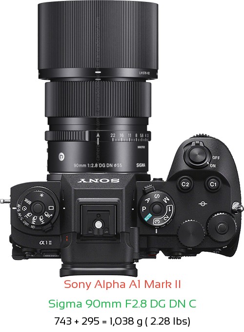 Sony A1 II with Sigma 90mm F2.8 DG DN C Lens Size