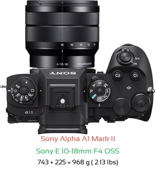 Sony A1 II with Sony E 10-18mm F4 OSS Lens Size