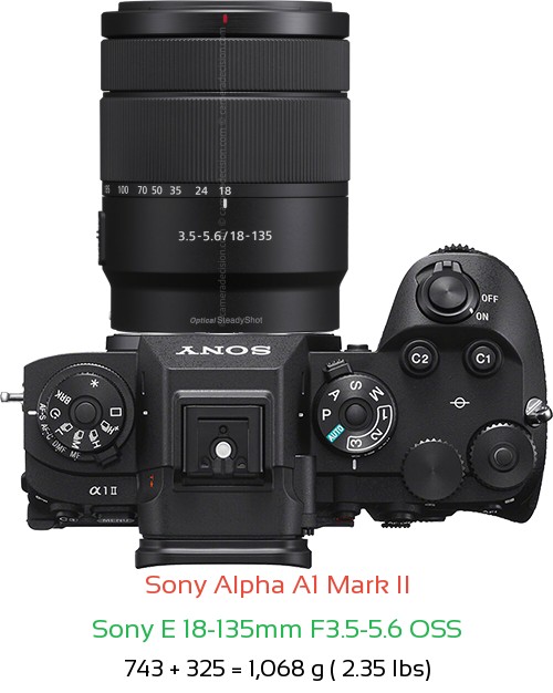 Sony A1 II with Sony E 18-135mm F3.5-5.6 OSS Lens Size