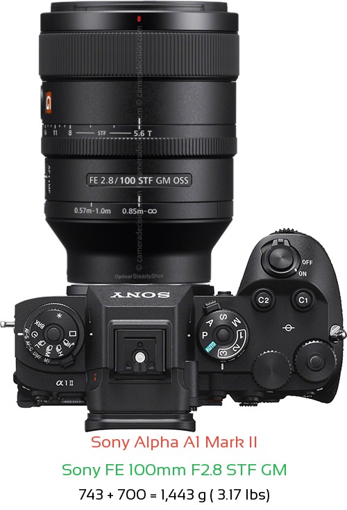 Sony A1 II with Sony FE 100mm F2.8 STF GM Lens Size