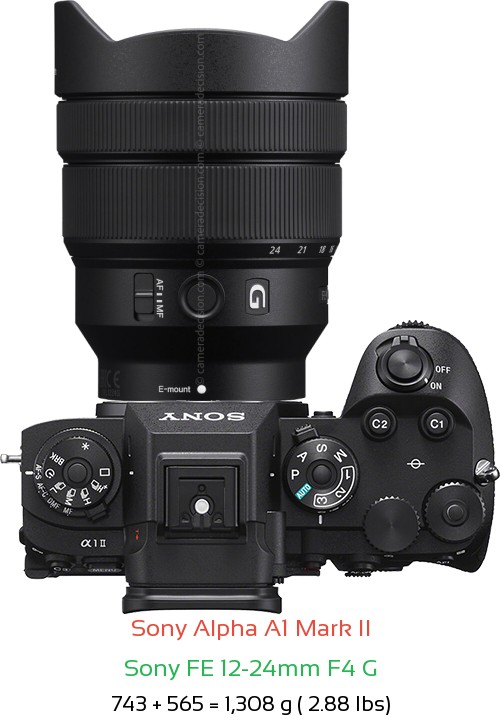 Sony A1 II with Sony FE 12-24mm F4 G Lens Size