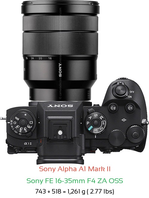 Sony A1 II with Sony FE 16-35mm F4 ZA OSS Lens Size