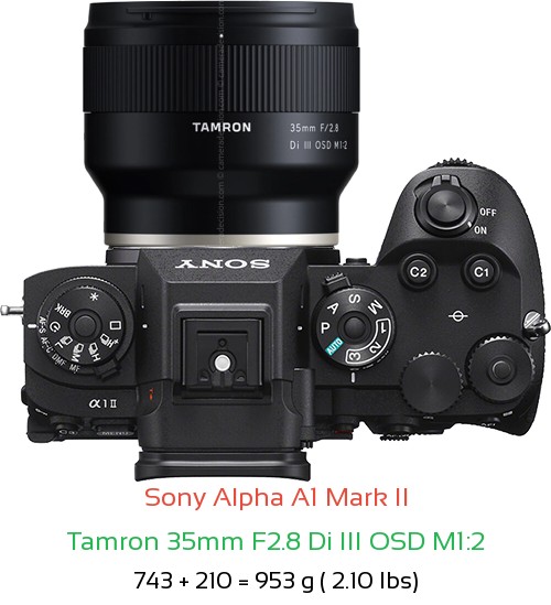 Sony A1 II with Tamron 35mm F2.8 Di III OSD M1:2 Lens Size