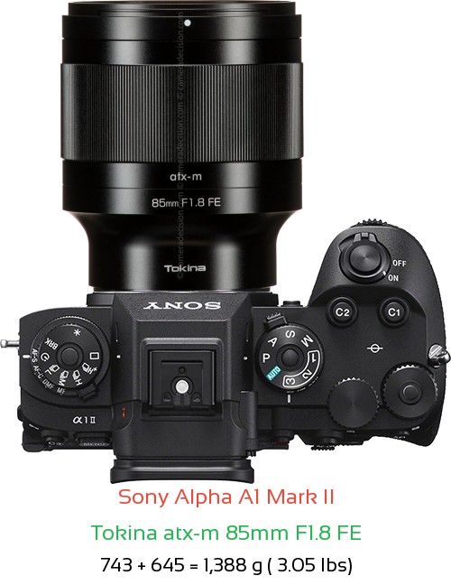 Sony A1 II with Tokina atx-m 85mm F1.8 FE Lens Size