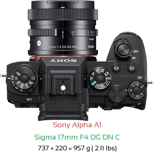 Sony A1 with Sigma 17mm F4 DG DN C Lens Size