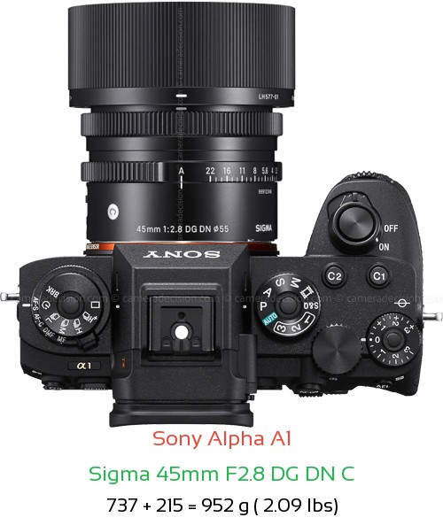 Sony A1 with Sigma 45mm F2.8 DG DN C Lens Size