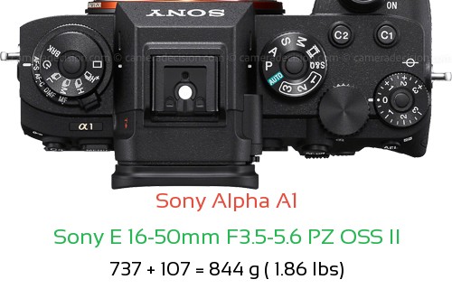 Sony A1 with Sony E 16-50mm F3.5-5.6 PZ OSS II Lens Size