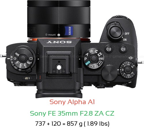 Sony A1 with Sony FE 35mm F2.8 ZA CZ Lens Size