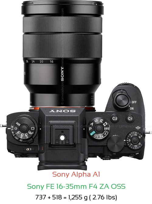 Sony A1 with Sony FE 16-35mm F4 ZA OSS Lens Size