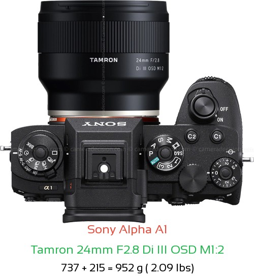 Sony A1 with Tamron 24mm F2.8 Di III OSD M1:2 Lens Size