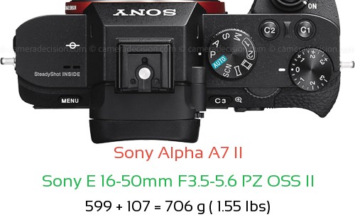 Sony A7 II with Sony E 16-50mm F3.5-5.6 PZ OSS II Lens Size