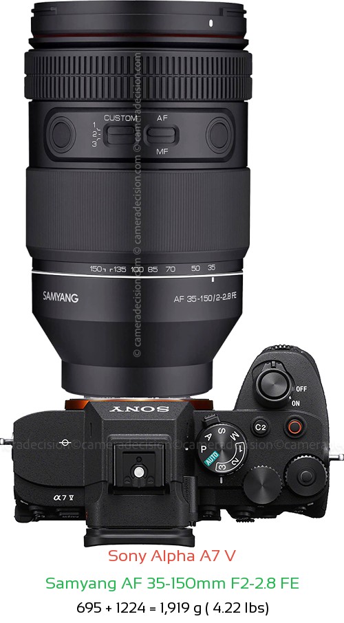 Sony A7 V with Samyang AF 35-150mm F2-2.8 FE Lens Size