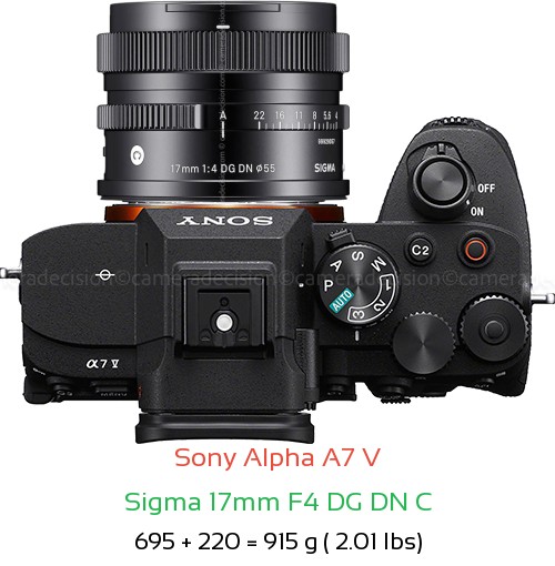 Sony A7 V with Sigma 17mm F4 DG DN C Lens Size