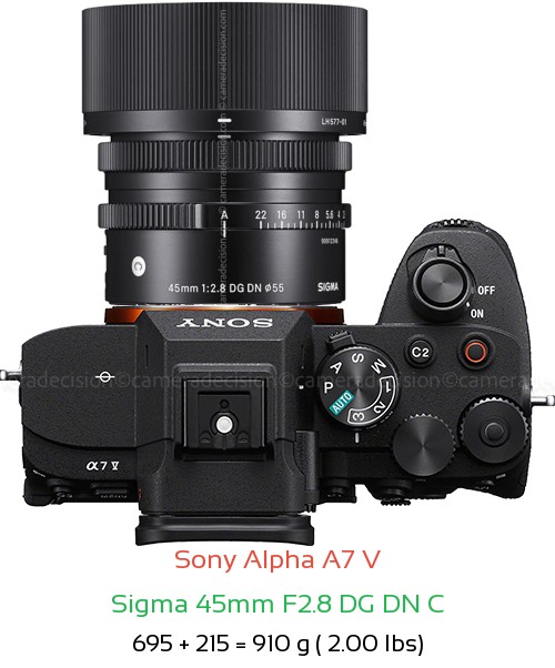 Sony A7 V with Sigma 45mm F2.8 DG DN C Lens Size