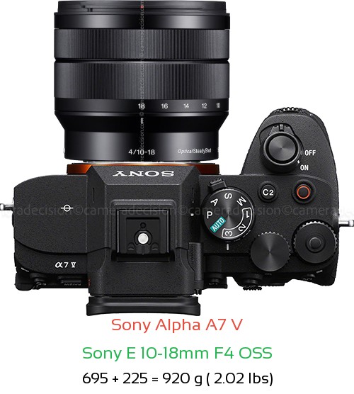 Sony A7 V with Sony E 10-18mm F4 OSS Lens Size