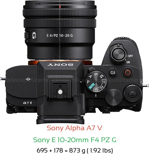 Sony A7 V with Sony E 10-20mm F4 PZ G Lens Size