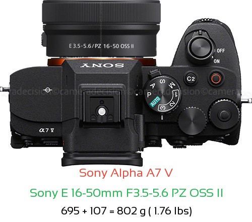 Sony A7 V with Sony E 16-50mm F3.5-5.6 PZ OSS II Lens Size
