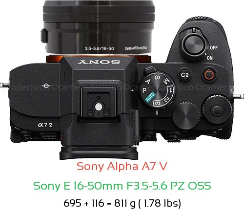Sony A7 V with Sony E 16-50mm F3.5-5.6 PZ OSS Lens Size