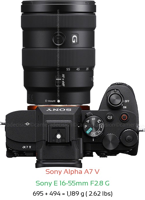 Sony A7 V with Sony E 16-55mm F2.8 G Lens Size