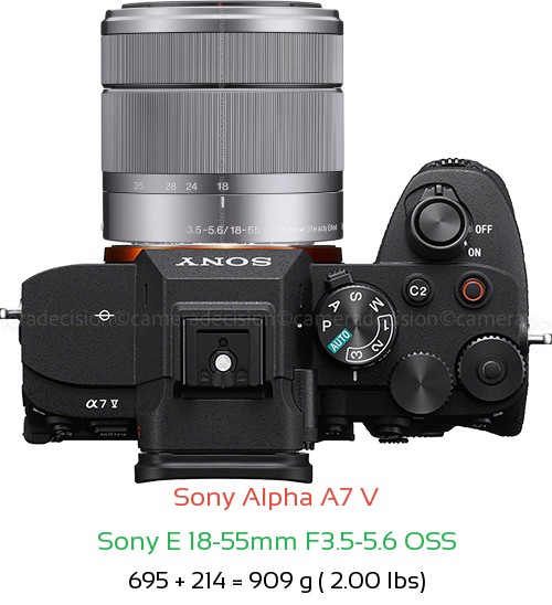 Sony A7 V with Sony E 18-55mm F3.5-5.6 OSS Lens Size
