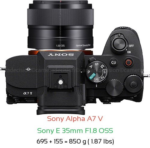 Sony A7 V with Sony E 35mm F1.8 OSS Lens Size