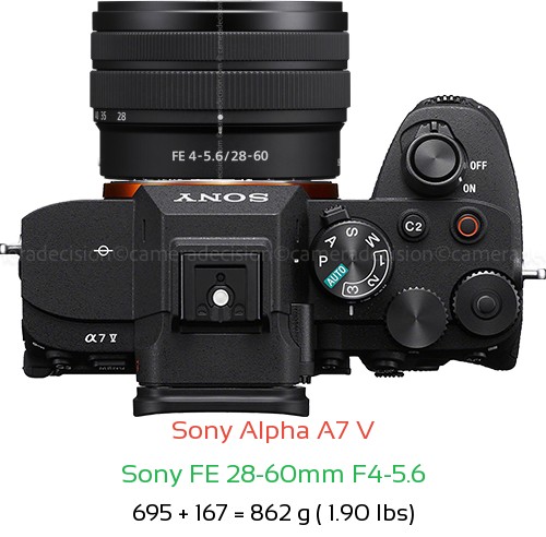 Sony A7 V with Sony FE 28-60mm F4-5.6 Lens Size