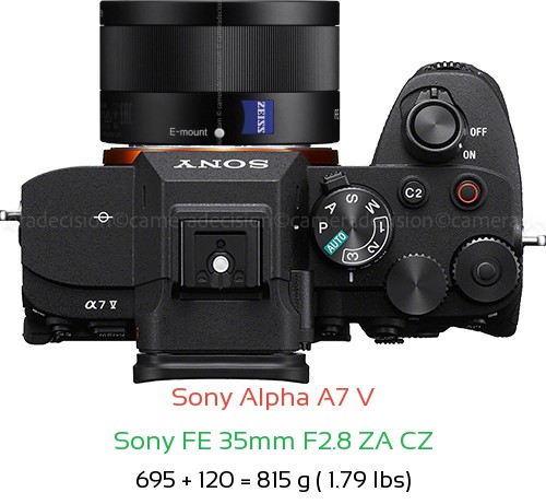Sony A7 V with Sony FE 35mm F2.8 ZA CZ Lens Size