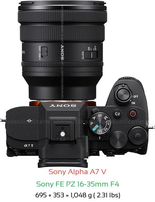 Sony A7 V with Sony FE PZ 16-35mm F4 Lens Size
