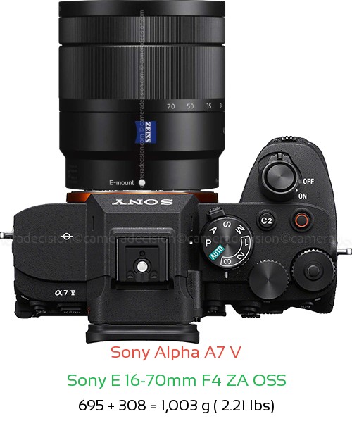 Sony A7 V with Sony E 16-70mm F4 ZA OSS Lens Size
