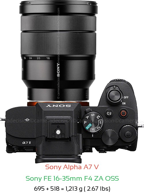 Sony A7 V with Sony FE 16-35mm F4 ZA OSS Lens Size