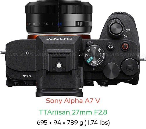 Sony A7 V with TTArtisan 27mm F2.8 Lens Size
