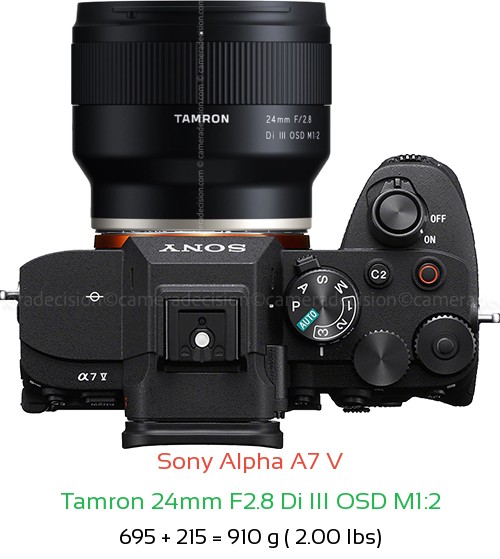 Sony A7 V with Tamron 24mm F2.8 Di III OSD M1:2 Lens Size