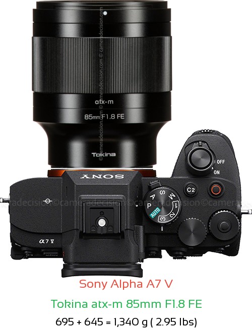 Sony A7 V with Tokina atx-m 85mm F1.8 FE Lens Size