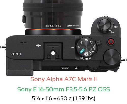 Sony A7C II with Sony E 16-50mm F3.5-5.6 PZ OSS Lens Size