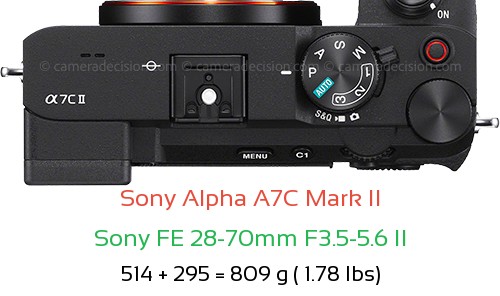 Sony A7C II with Sony FE 28-70mm F3.5-5.6 II Lens Size