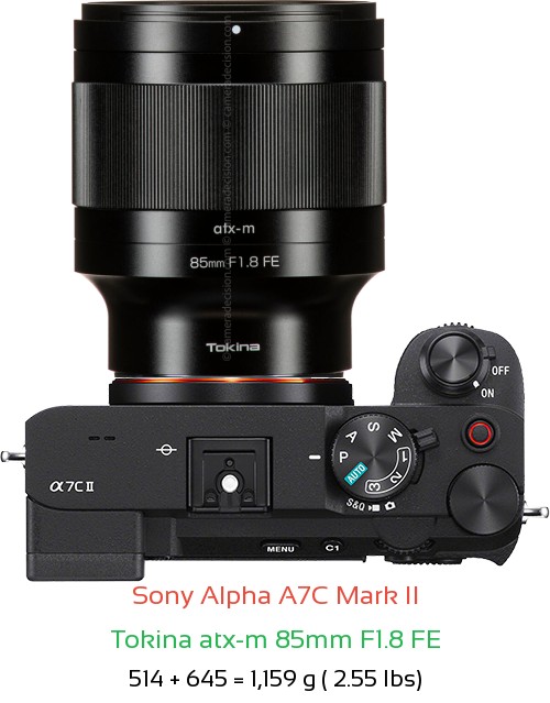 Sony A7C II with Tokina atx-m 85mm F1.8 FE Lens Size