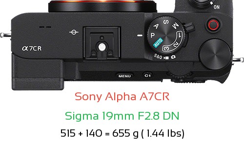 Sony A7CR with Sigma 19mm F2.8 DN Lens Size
