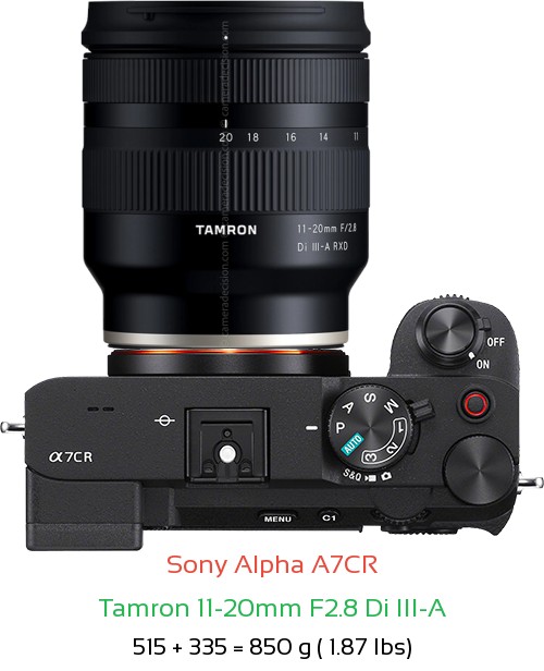 Sony A7CR with Tamron 11-20mm F2.8 A Lens Size