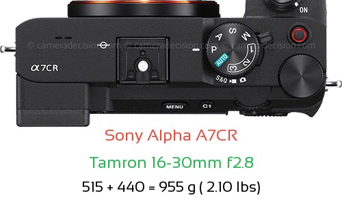 Sony A7CR with Tamron 16-30mm f2.8 Lens Size
