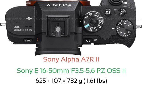 Sony A7R II with Sony E 16-50mm F3.5-5.6 PZ OSS II Lens Size