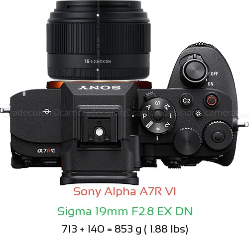 Sony A7R VI with Sigma 19mm F2.8 EX DN Lens Size
