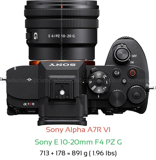 Sony A7R VI with Sony E 10-20mm F4 PZ G Lens Size