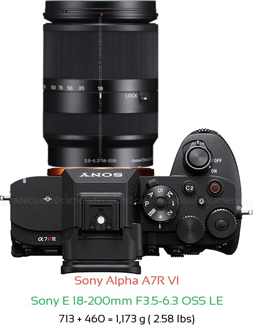 Sony A7R VI with Sony E 18-200mm F3.5-6.3 OSS LE Lens Size