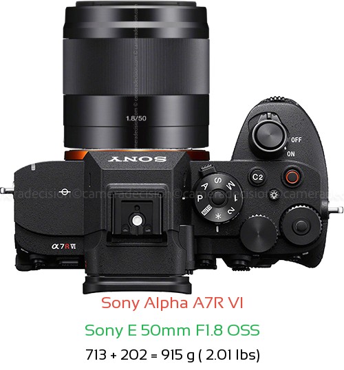 Sony A7R VI with Sony E 50mm F1.8 OSS Lens Size