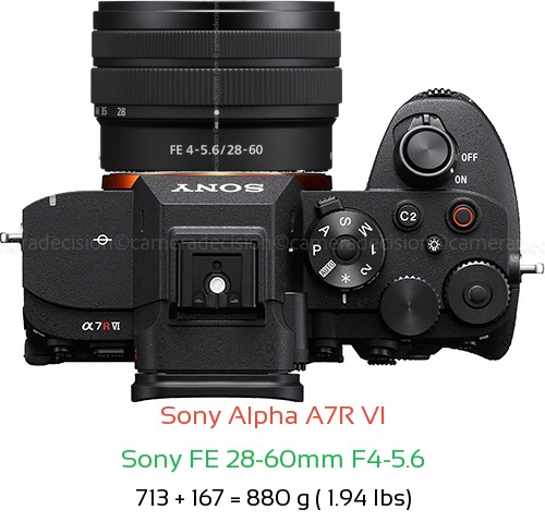 Sony A7R VI with Sony FE 28-60mm F4-5.6 Lens Size