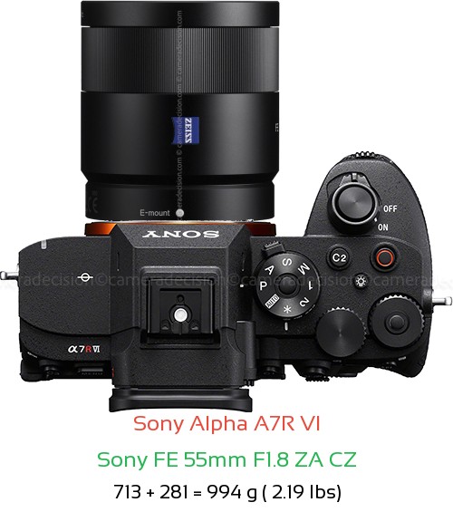 Sony A7R VI with Sony FE 55mm F1.8 ZA CZ Lens Size