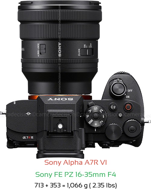 Sony A7R VI with Sony FE PZ 16-35mm F4 Lens Size
