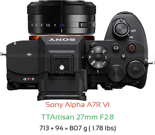 Sony A7R VI with TTArtisan 27mm F2.8 Lens Size